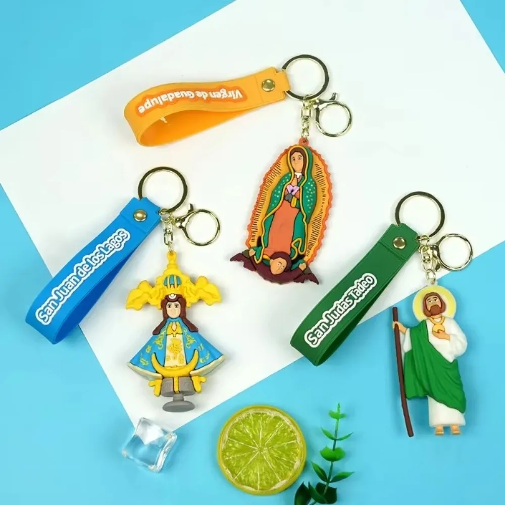 جديد لطيف دمية يسوع كيرينغ ماتريوشكا دمية مريم العذراء سيارة مفتاح سلسلة سيليكون يسوع أنيمي المفاتيح هدايا عيد
