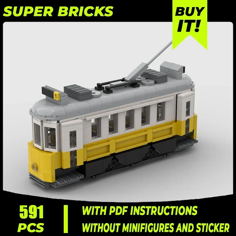 Moc ビルディングレンガ市車列車モデルリスボンスタイル路面電車技術モジュラーブロックギフトのおもちゃ子供 DIY セットアセンブリ