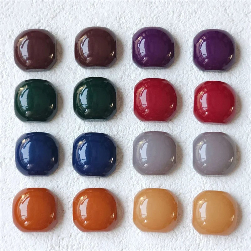 

New style 100pcs/lot 16mm Autumn winter color geometry square shape resin cabochon beads diy jewelry garment hair accessory