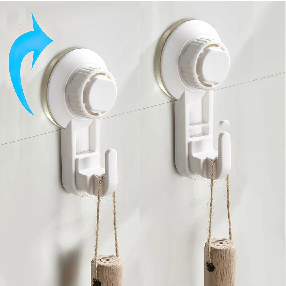 2pcs Vacuum Holder Wall Mounted Waterproof Suction Cup Hook Bathroom Accessories Reusable Strong Hanging Hook Towel Hanger