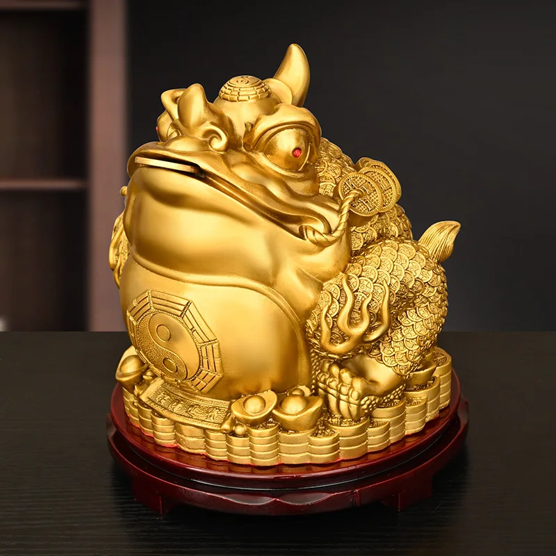 Copper and gold toad ornaments, pure copper three-legged toad, eight trigrams toad, home and shop front desk decoration