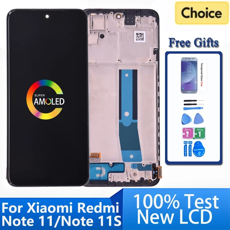 For Xiaomi Redmi Note 11 LCD Display 2201117TG Screen Touch Glass Digitizer For Redmi Note 11S LCD With Frame