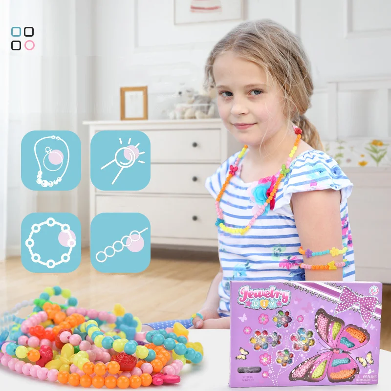 Creative DIY Handmade Pop Beads Toy Accessory Set Girl Jewelry Necklace & Bracelet Crafts Toys Education kids Birthday Gifts