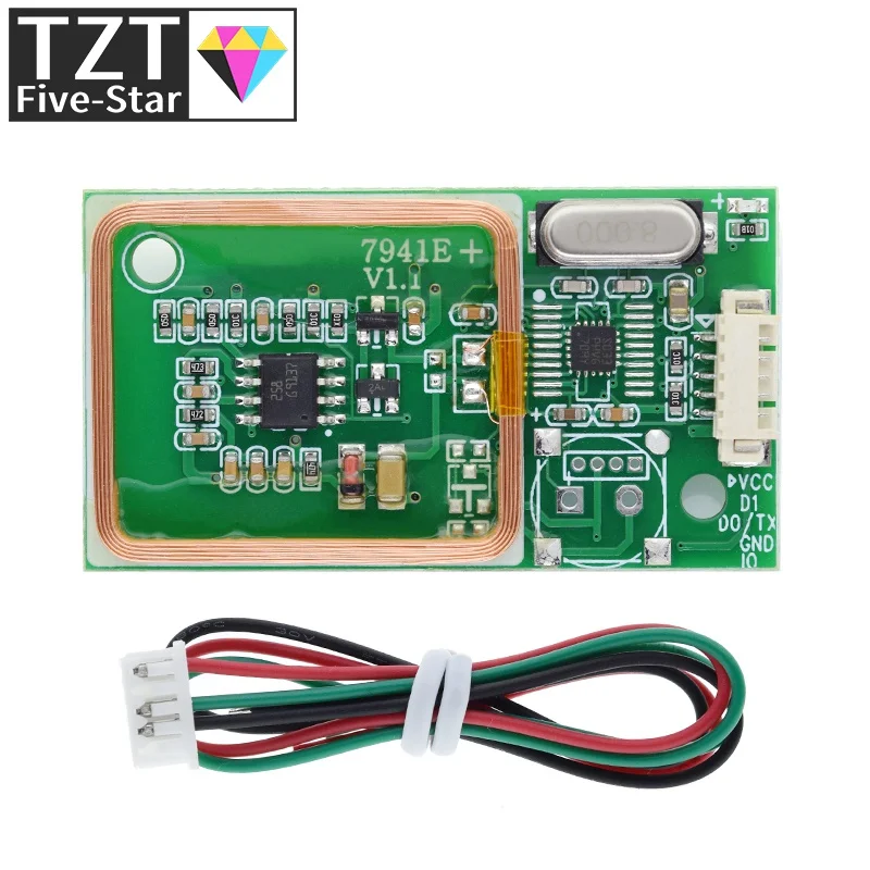 TZT RFID UART Reader Wireless Module 7491E 3Pin 125KHz Card Reading EM4100 8CM DC 5V For IC Card PCB Attenna Sensor Kits