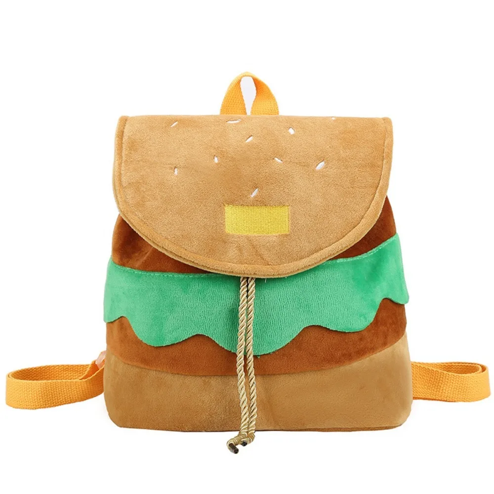 Lovely Large Capacity Hamburger Backpack Adjustable Multi-Function Drawstring School Bag Cartoon Hamburger Travel Backpack Kids