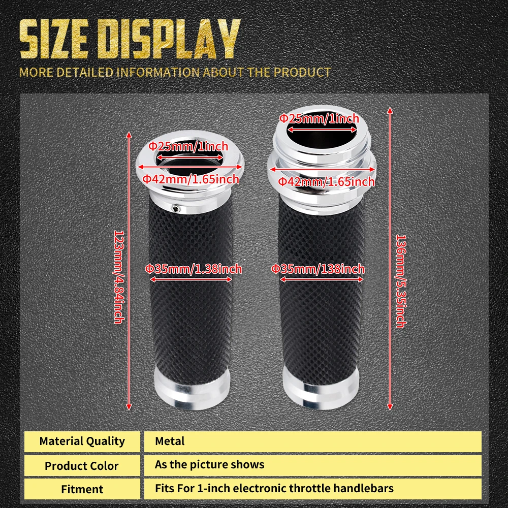 25mm Motorcycle 1\'\' Electronic Hand Grips Handle Bar Chrome For Harley Dyna Softail Fat Boy Touring Road King Street Glide CVO