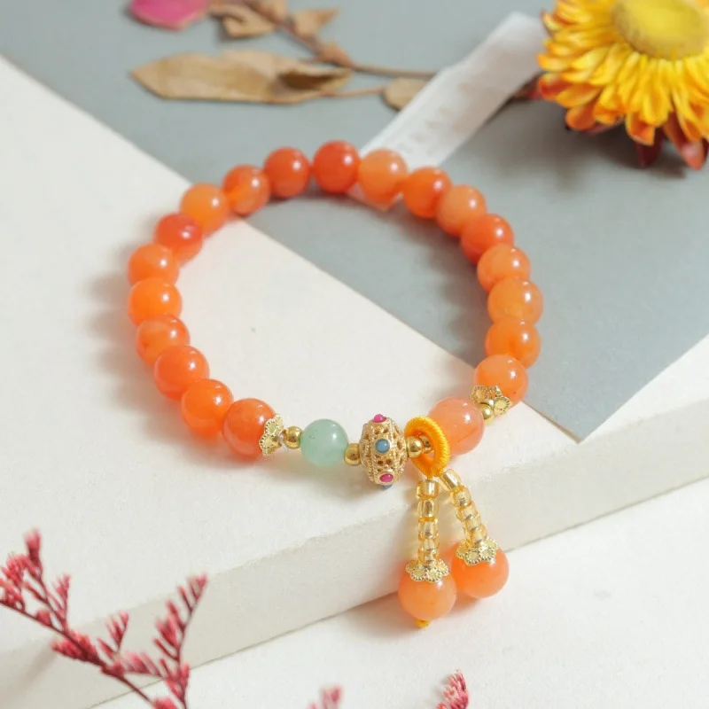 Natural Xinjiang Golden Silk Multi-loop Bracelet for Men Women, Fortune-bringing and Wealth-attracting Jade Bracel