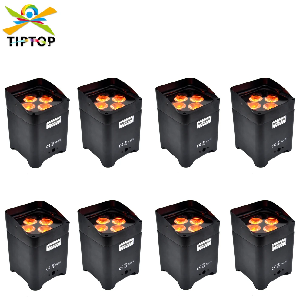 

Discount 8 Unit 6in1 Battery Powe Wireless DMX512 Freedom 4X18W Par Cans RGBAW UV Rechargeable Uplighting 9600MAH Li Battery