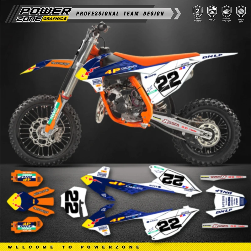 PowerZone Custom Team Graphics Backgrounds Decals For 3M Stickers Kit For KTM SX85 85 2018 2019 2020 85cc Number Name Costom 11