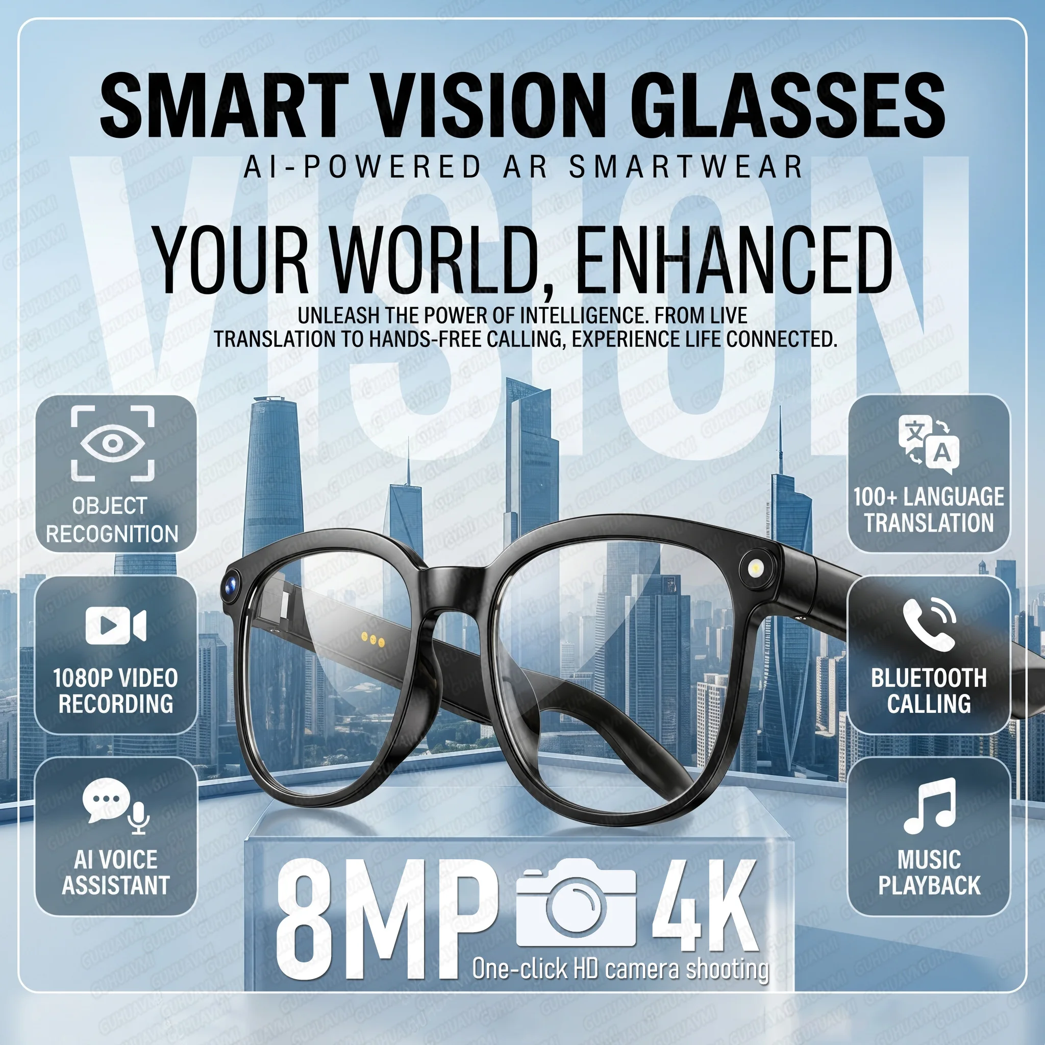 2026 New 800W HD Pixel POV Smart Glasses Men Anti-shake Camera Translation 1080P Video Recording ChatGPT Music Call Sunglasses