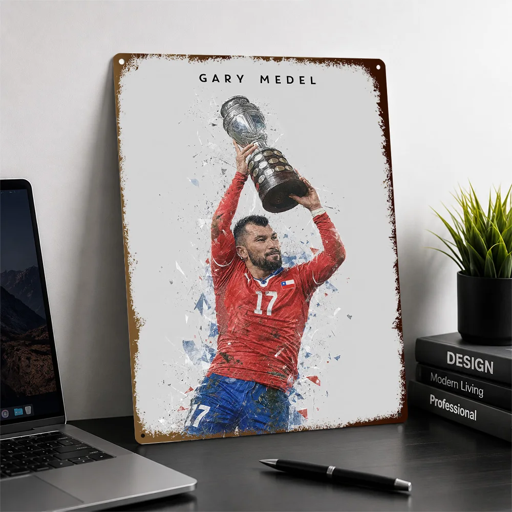 Gary Medel Football Printed Poster Personalized Aluminum Metal Sign Club Legacy Style Wall Art For Office And Supporter Corner