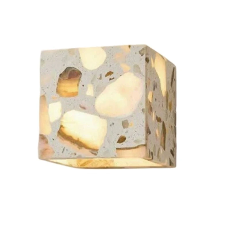 Exquisite-For Porch Balcony Garden Villa Terrazzo Stone LED Wall Light 220V Warm Light Outdoor Bathroom For Porch Hallway A
