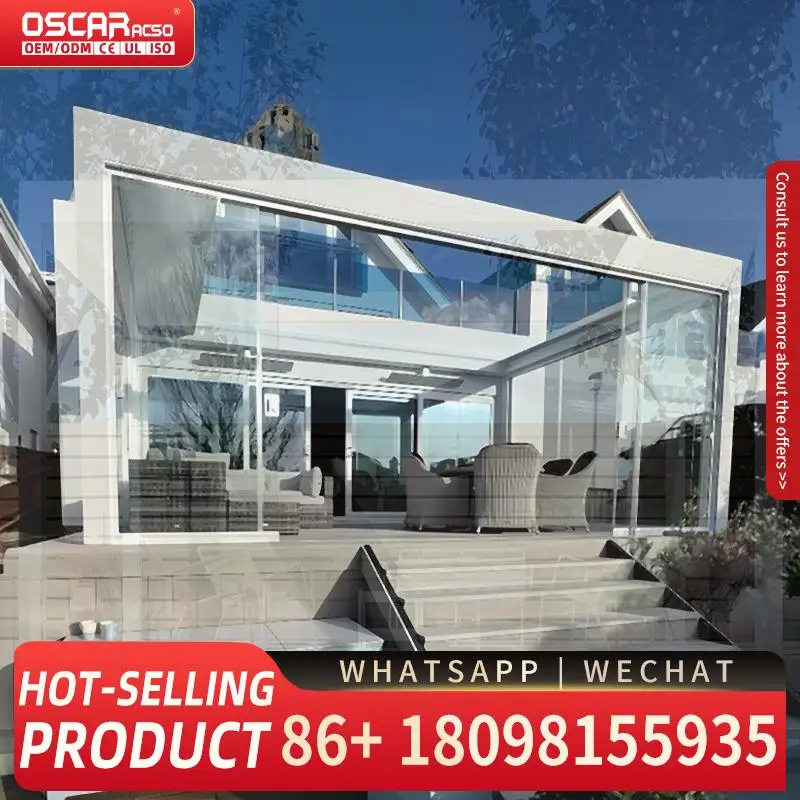 

36X48M Outdoor Aluminum Structure with Side Awning Screen Retractable Canopy in Garden Patio Backyard Pergola