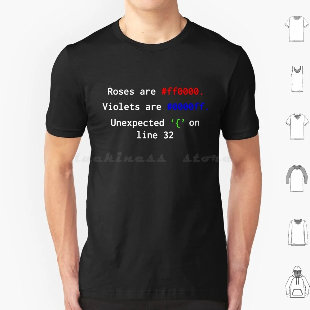 Las rosas son violetas rojas son azules inespadas {en línea 32 camiseta 6xl algodón Cool Tee rosas son violetas rojas son Error de codificación azul
