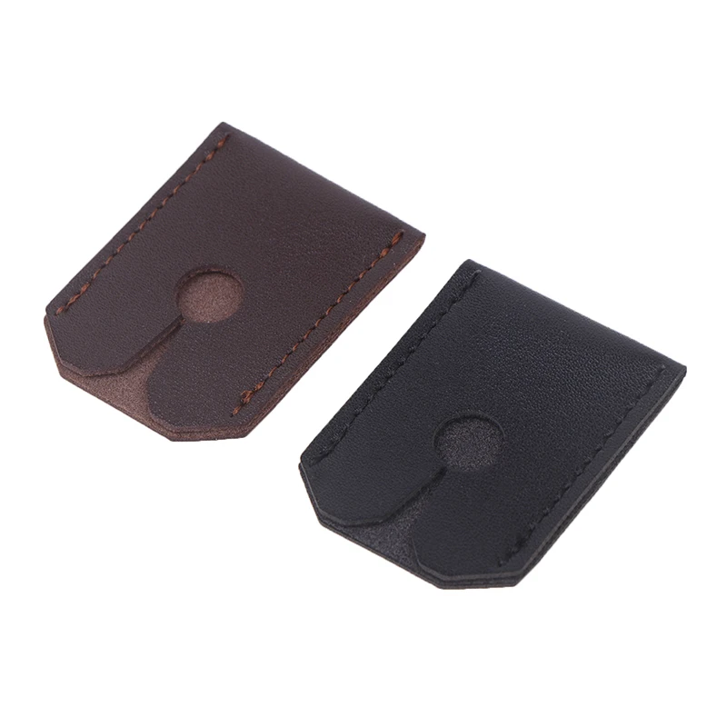 1PC Universal Black Brown PU Leather Razor Head Protective Cover Case Plastic Double Edge Razor Head Sleeve Long Handle