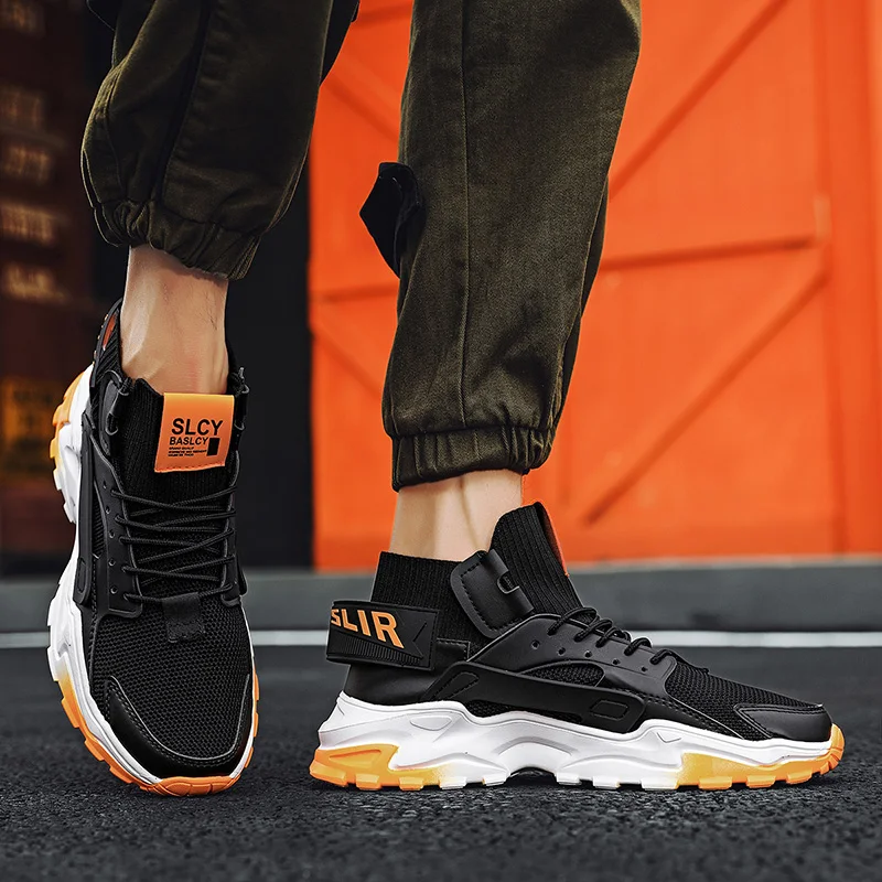 Brand High-top Street Sneakers Men's Breathable Sports Shoes Casual Shoes Chunky Sneakers Heighten Fashion Damping Tennis Shoes