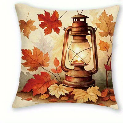 ديكور المنزل الخريف تحت عنوان الثعلب والقرع والفانوس والفطر وسادة تغطي نمط غطاء الوسادة مناسبة لسيارة غرفة نوم أريكة