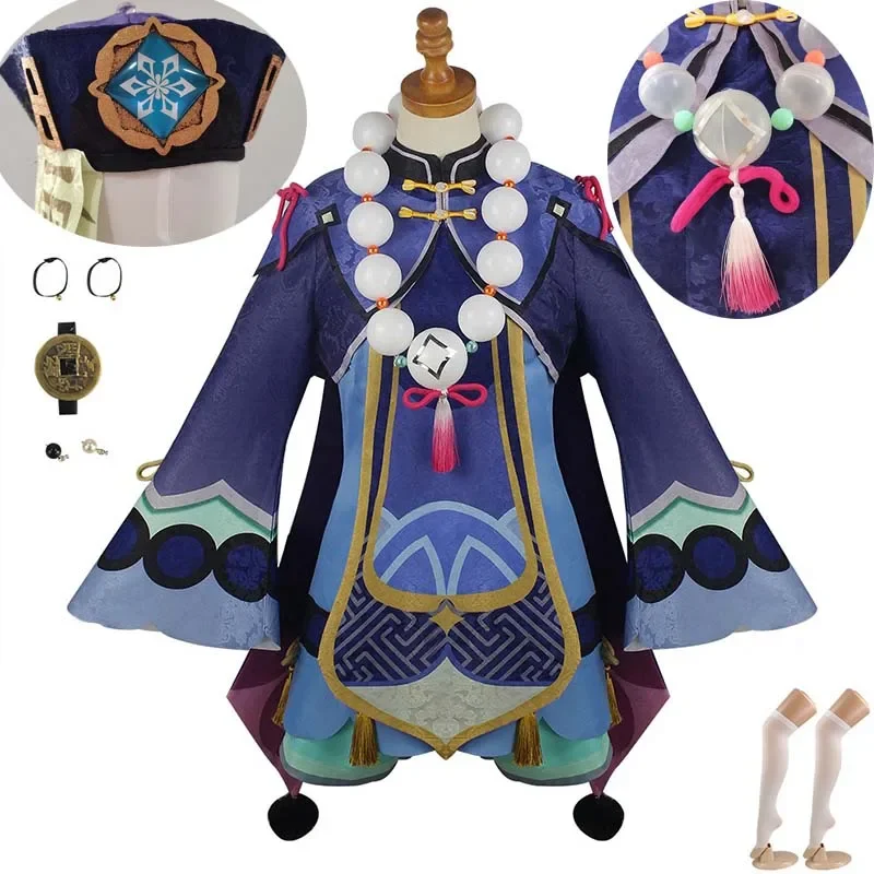 Qiqi Cosplay Costume Zombie Qi Qi Dress with Hat Spells Socks Halloween Clothes Qi Qi Outfits For Comic Con