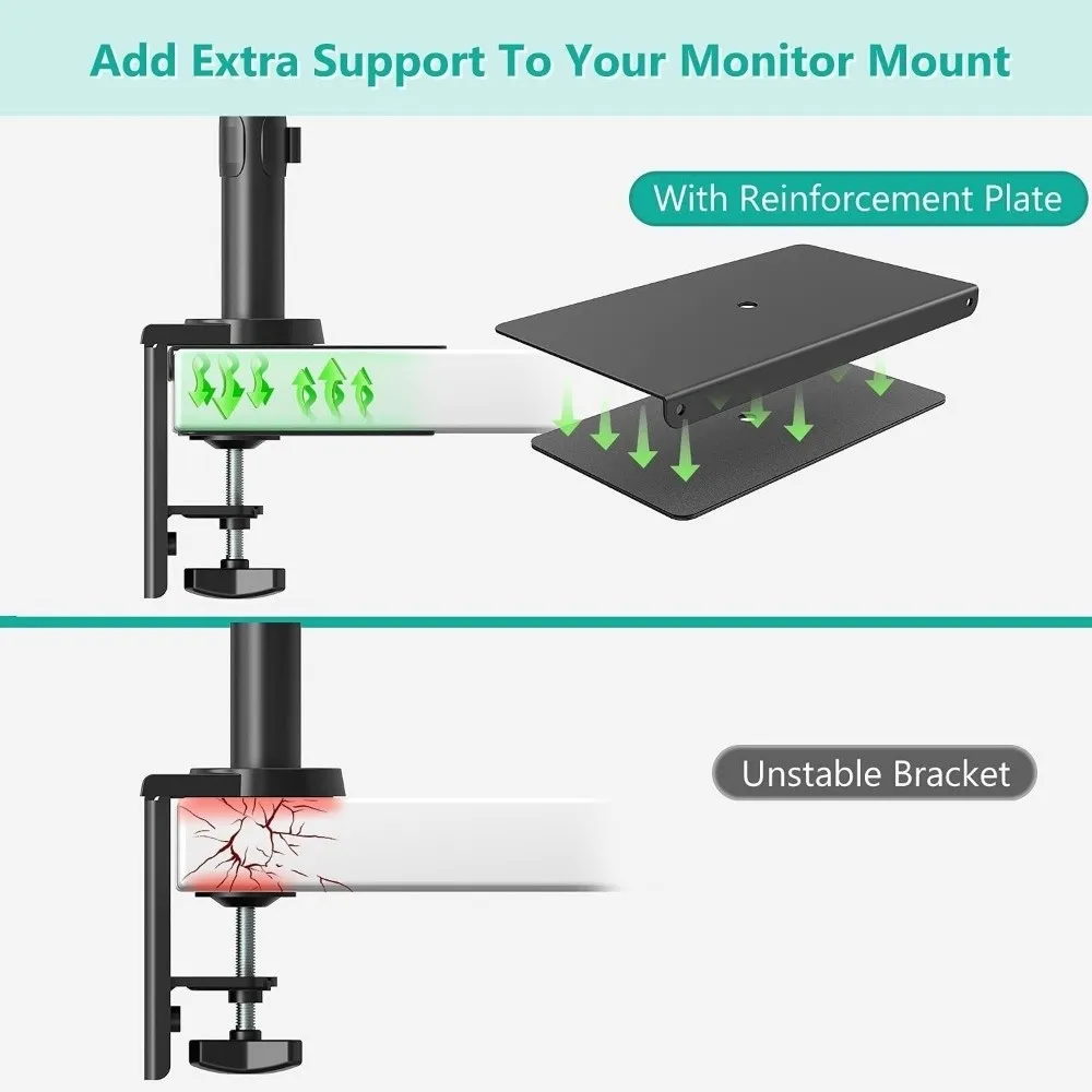 Thin Table Top Monitor Mount Reinforcement Plate Punch-Free Expandable Reinforcement Bracket Plate Carbon Steel Desktop Mount