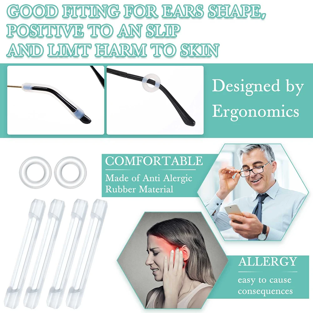 1 مجموعة النظارات التجنيب مجموعة مكافحة زلة لاصق نظارات مخدة أنف للنظارة سيليكون الأذن السنانير أصحاب لملحقات النظارات