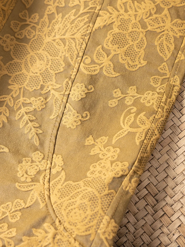 الزيتون الأخضر الأزهار جديد الصينية دعوى الخصر الجاكار 75.4% الحرير التوت الطبيعي المرأة المألوف مرونة الخصر سراويل تقليدية