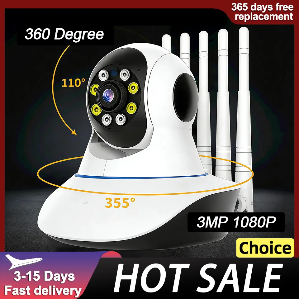 2026 New 3MP 1080P Full Color 360 Degree PTZ IP Dome Camera with AI Humanoid Wireless Intercom CCTV P2P Baby Monitor for Safety