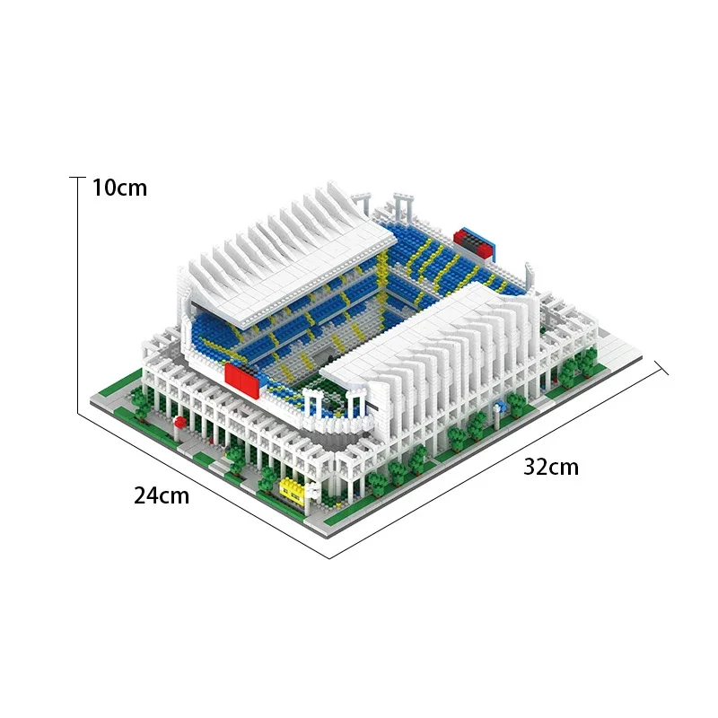 Décennie s de construction d'architecture de renommée mondiale pour enfants, terrain de football du Portugal, modèle de brique de stade 3D, mini jouet, YZ064