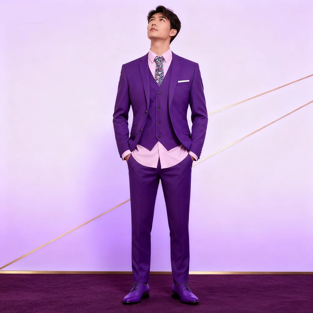 

3 Piece Slim Fit Customized Terno for Men Wedding Groomsmen Elegant Suit Blazer Set for Dance Ball