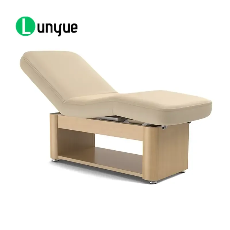 Electric Adjustable Massage Bed Modern Wood Spa Tattoo Table 440lbs Capacity Durable Comfortable For Living Room Therapy Use