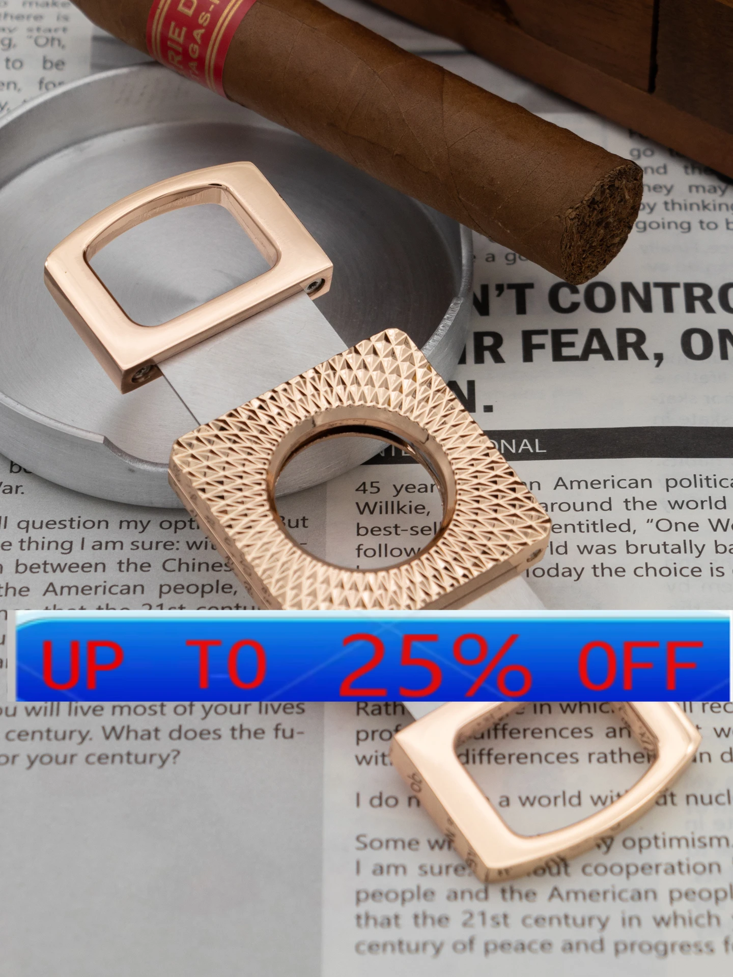 LMM shears flat stainless steel high hardness portable cigar special knife metal double edge shears ashtray