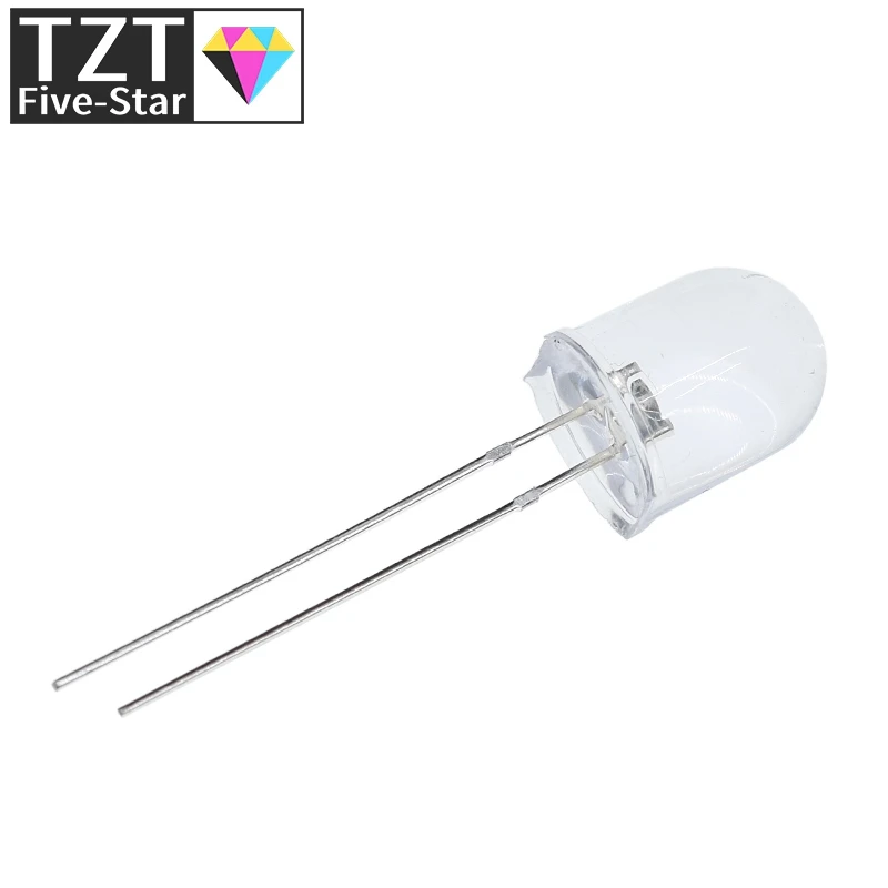 10mm LED 5 Colors Red Blue Yellow Green White Transparent 20mA 0.75W Ultra Bright Round LED Light Emitting Diode Lamp