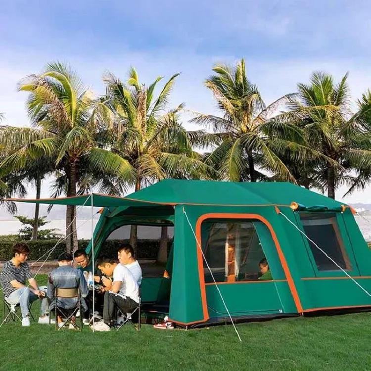 

5-8 Persons Camping Quick Automatic Opening Aluminum Waterproof 2 Rooms 1 Living Room Big Family Outdoor Tents