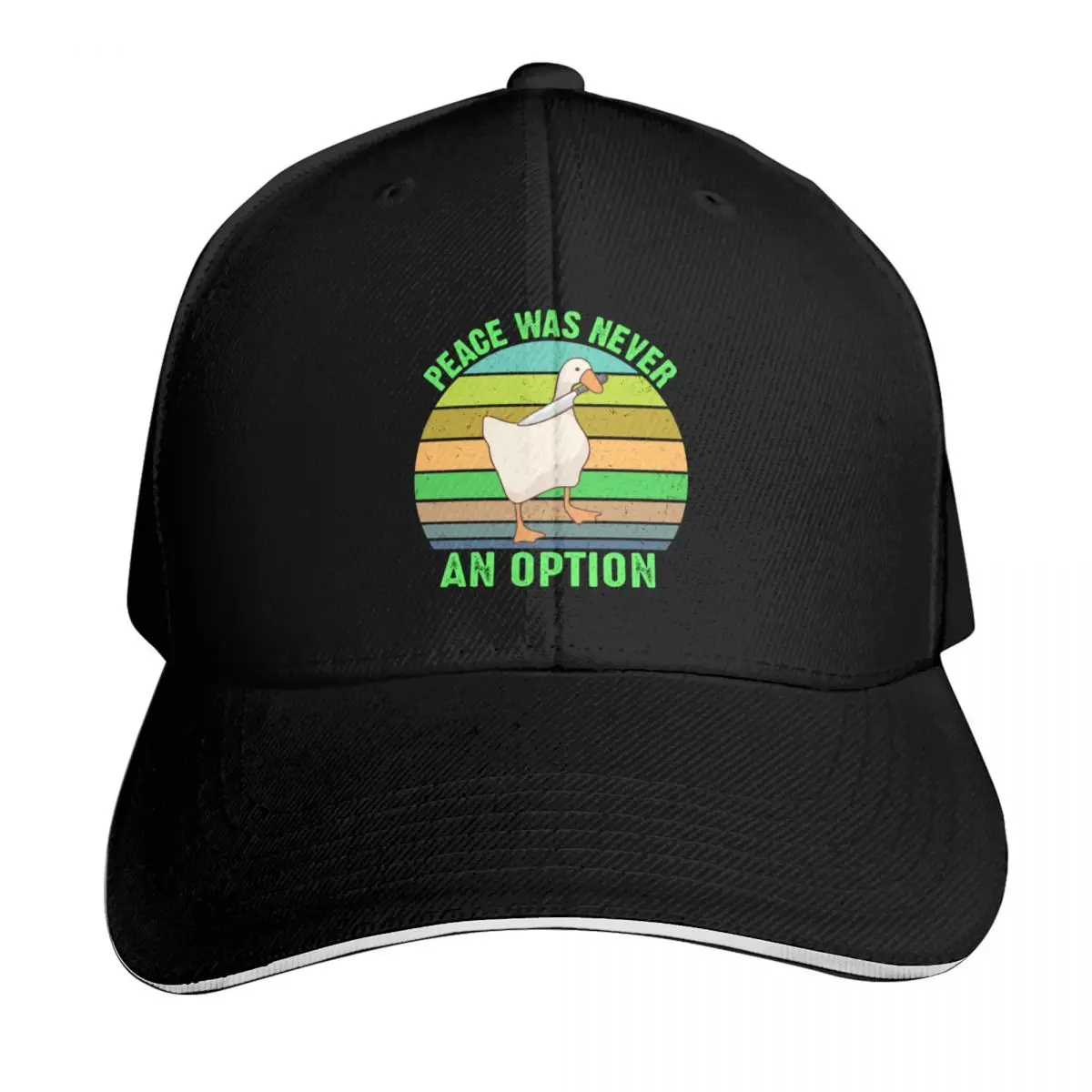 Vintage Peace Was Never An Option Funny Goose with Knife Baseball Cap Men Women Casual Summer Sport Sun Cap