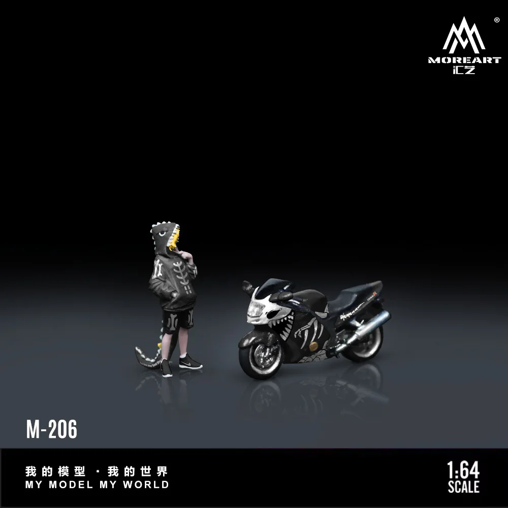 *Pre-Order*MoreArt 1:64 BR1100XX Bone Dragon Motorcycle Cool Girl Figure Resin Model, Miniature Scene Decoration Gift&Display