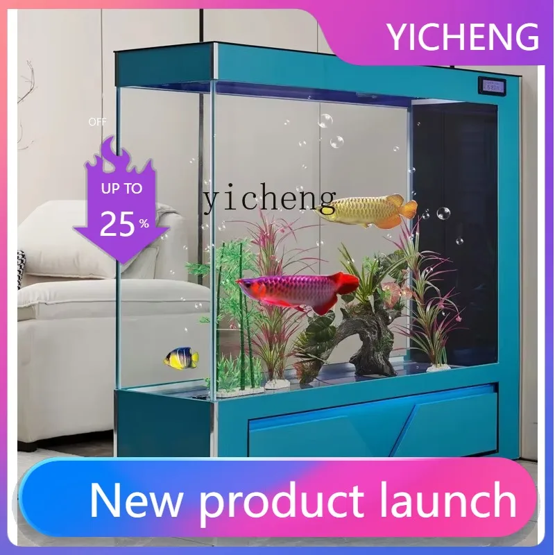 Acuario de cristal ultra blanco, biombo para sala de estar, acuario ecológico, sin necesidad de agua, de tamaño mediano y grande