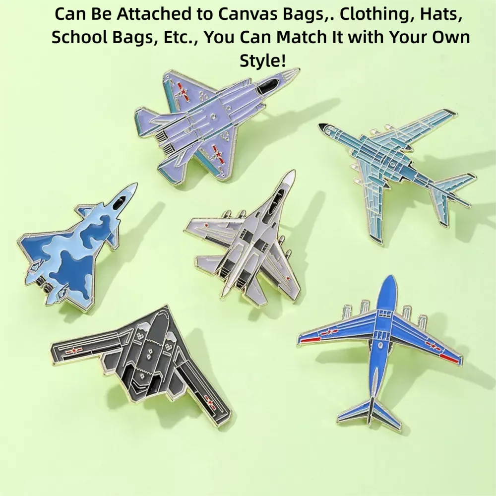 

He Ye Air Force Airshow Series Fighter Jet Airshow Aircraft Clothes, Bags, Hats, Pencil Cases, Badges, Pins Gift Set of 6