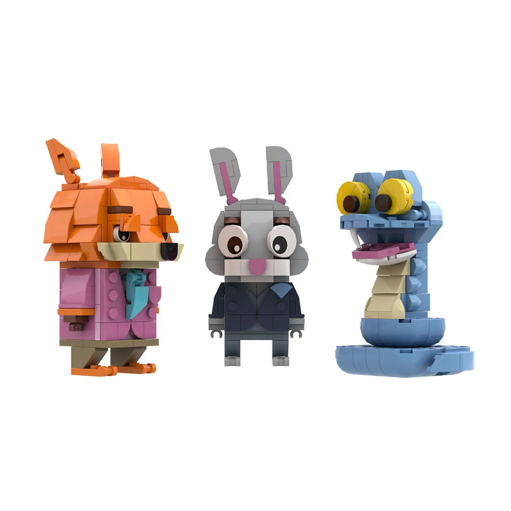 

Gobricks MOC Rabbit Police Doll Building Blocks Model Animal City Movie Fox Snake Rabbit Action Figure Bricks Assembly Toys Gift