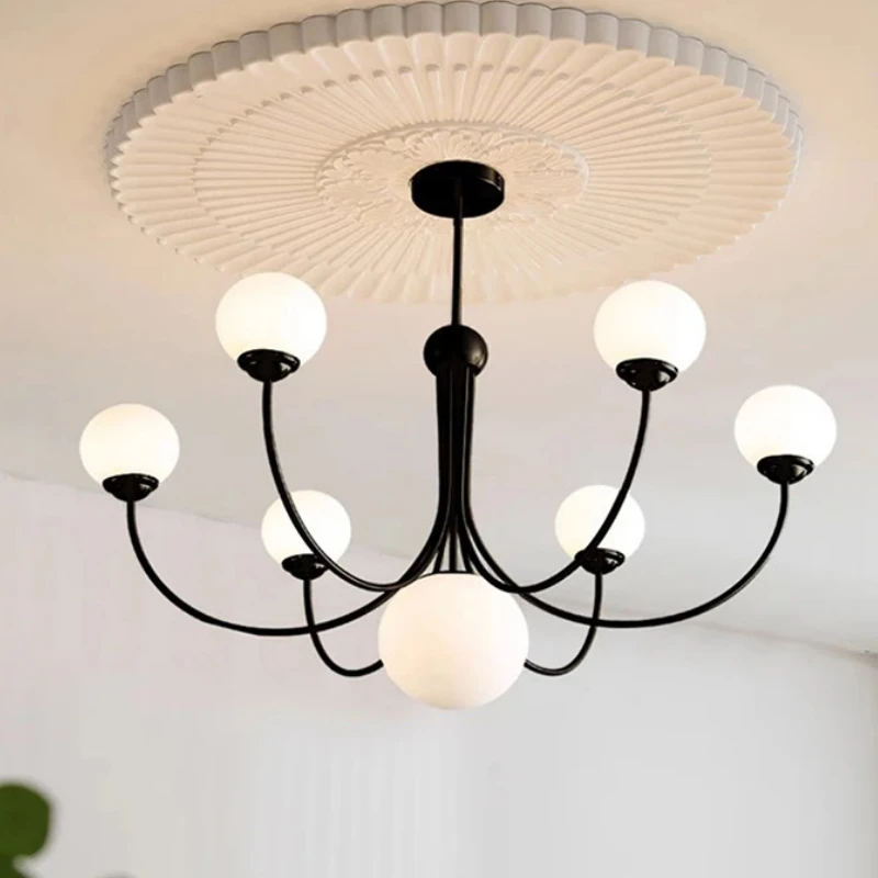 French Simple Ceiling Chandeliers Designer Glass Ball Lampshade Living Room Restaurant Kitchen Cafe Homestay Offical Decoration