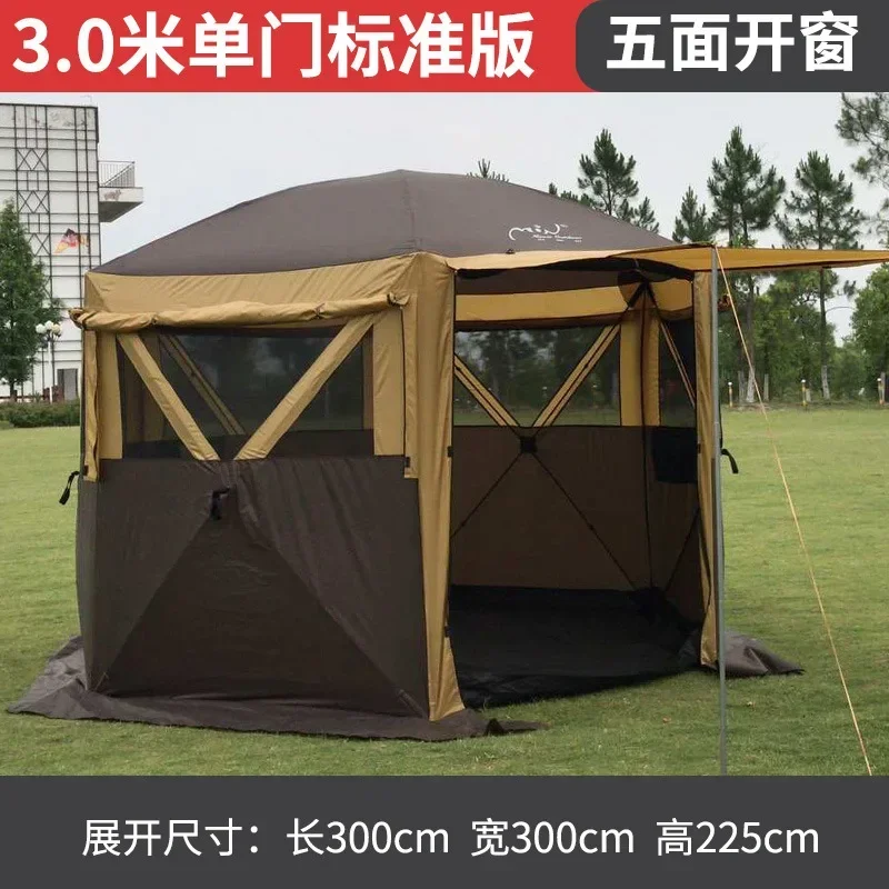 6-Sided Tent Family Gathering Automatically Rainproof And Windproof Tent Outdoor Hexagonal Camping Car Tent Mobile Pavilion Yurt