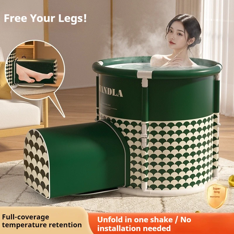 Portable Foldable Bathtub Adult Collapsible Full Body Soaking Tub Home Spa Heat Retention Extendable Legs Foldable Bath Tub
