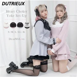 Lolita Two-Piece Set 2023 New Autumn Women Casual Outfits Princess Fashion Rojita Japanese Style Cute Sweet Top Shirt Shorts Set