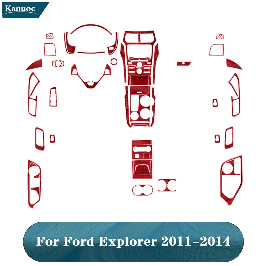 

For Ford Explorer 2011 2012 2013 2014 Carbon Fiber Interior Decorative Red Stickers Car Various Parts Accessories