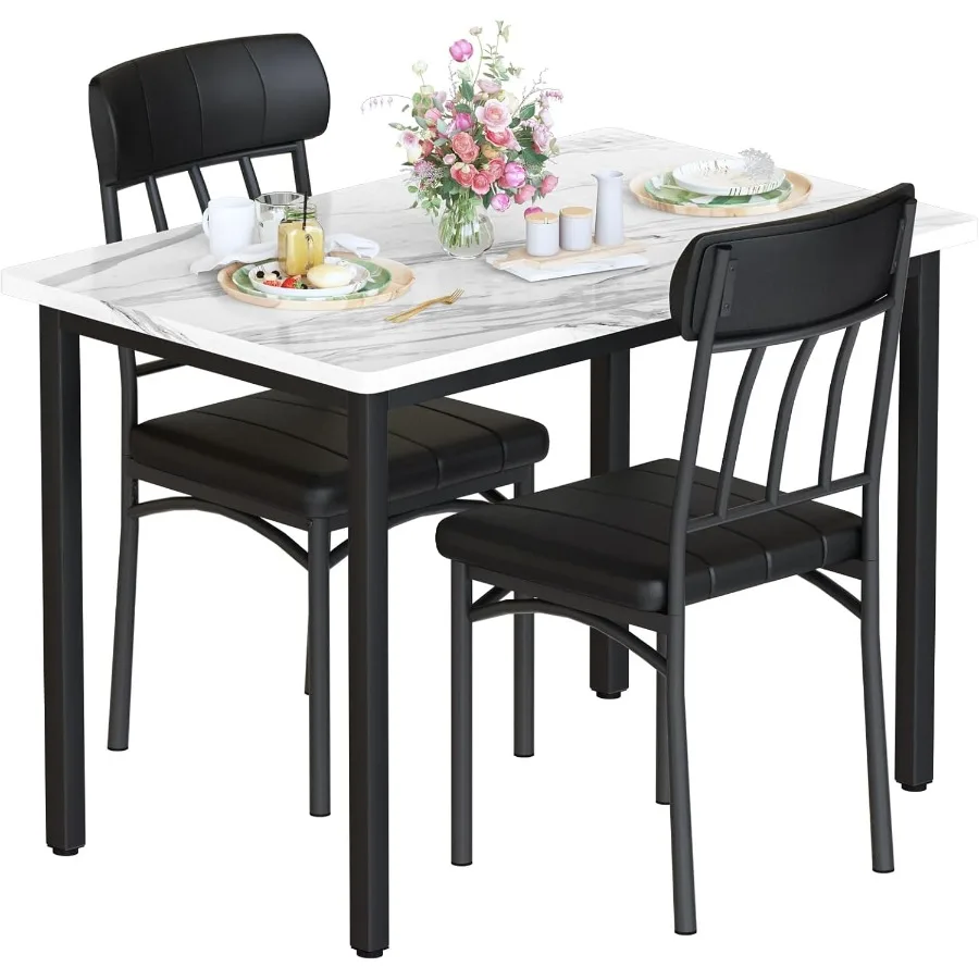 3 Piece Dining Table Set Small Industrial Kitchen Table and 2 Chairs Kitchen Breakfast Dining Table Set Breakfast Table Set fo