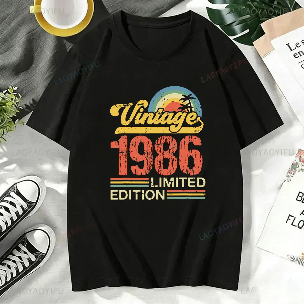 1986 40주년 40세 한정판 빈티지 코튼 티셔츠 남녀 생일 기념일 티셔츠 선물 반팔 티셔츠