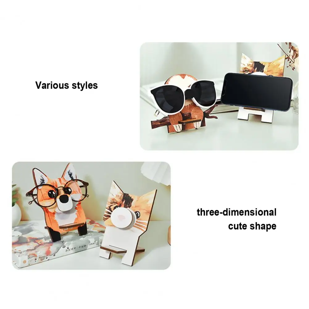 Glasses Display Holder Handmade Wooden Glasses Holder Carved Fox Cat Sloth Penguin Phone Eyeglass Sunglasses Display Stand