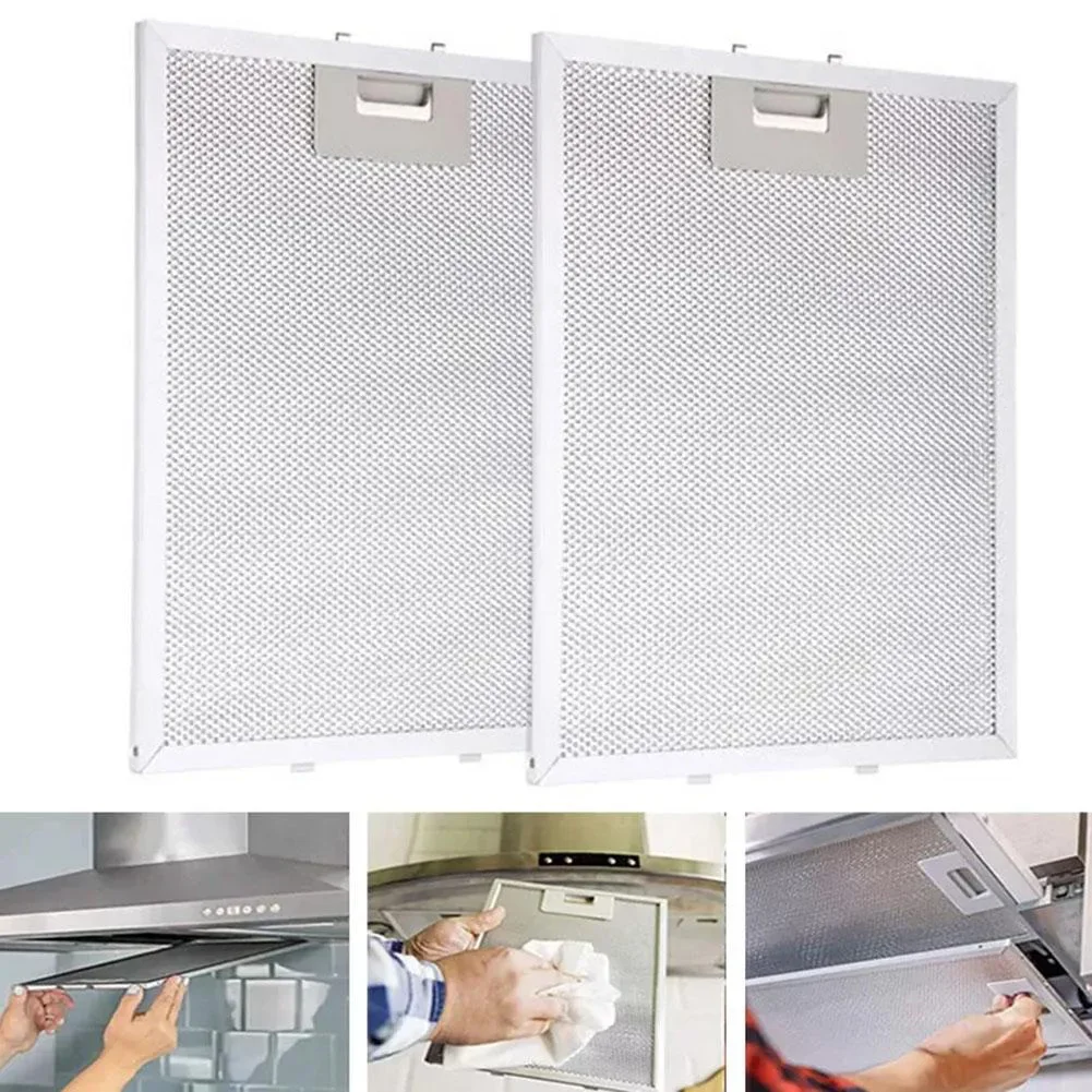 High Performance 2PCS Cooker Hood Filters Aluminum Alloy Mesh Extractor Filter for Effective Grease Filtration