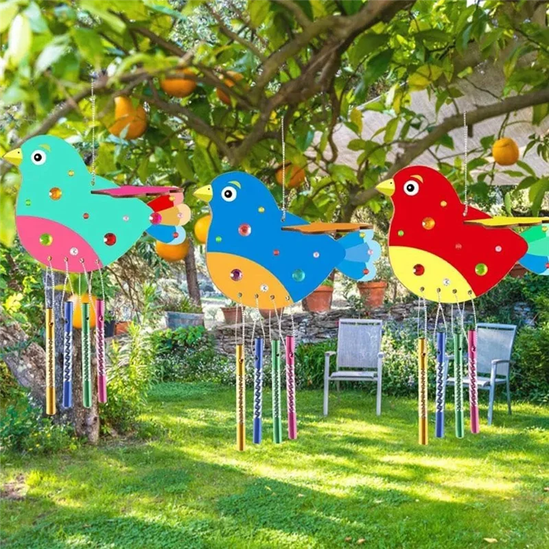 

6 Pack 3D Bird Wind Chime Craft Kit For Kids,DIY Paint And Build Wooden Animal Crafts Set Birthday Gifts For Girls/Boys