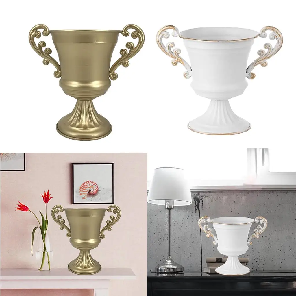 Metal Flower Vase , Luxury Artificial Flowers Plant Holder Home Centerpieces Stems Bunch Filler Wedding Arrangement