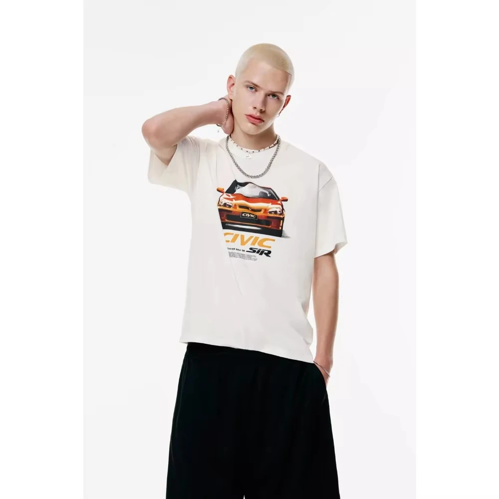 هوندا 2026 جديد حار الرجال والنساء تي شيرت سيفيك الصيف تي شيرتات قطن الربيع والخريف دراجة نارية على الطرق الوعرة فضفاض طباعة #2