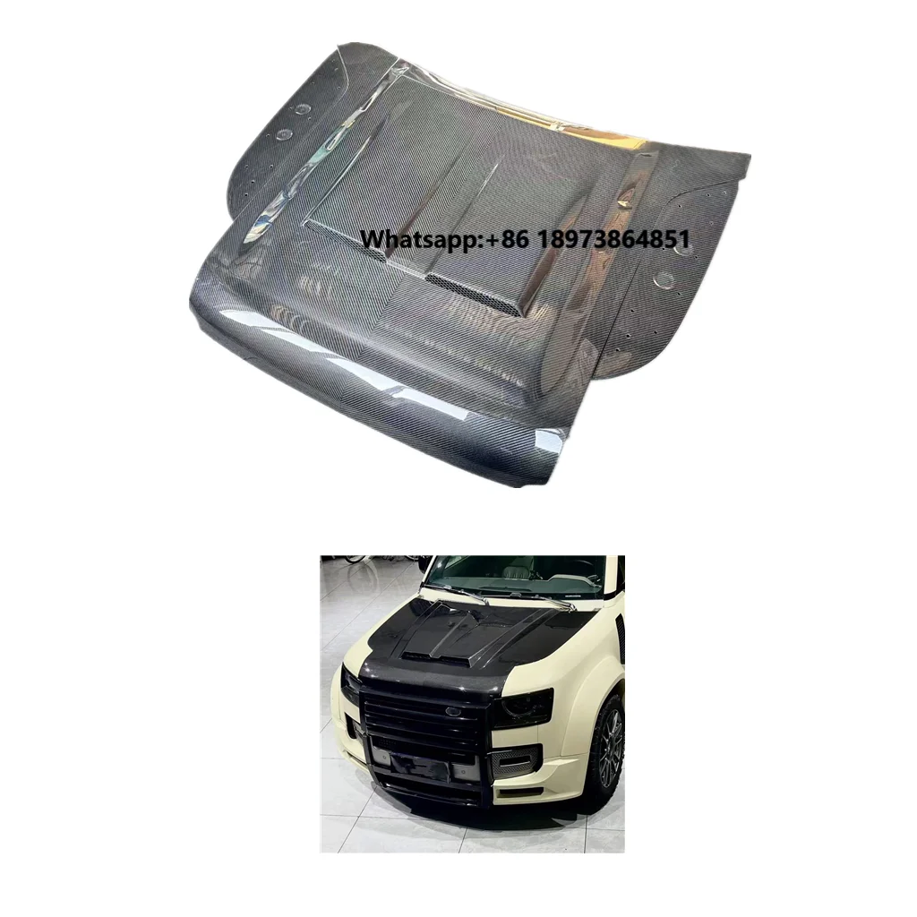 

Best Quality Dry Carbon Fiber Khan Style Hood for Land Rover Defender 90 110 130 New with Included Screws
